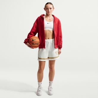 Nike Womens Crossover 5 Fleece Basketball Shorts in White | IO2252-133