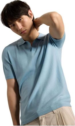 Kiefermann V-neck Knitwear, male, Blue, Size: M Luras Polo Shirt Merinowolle