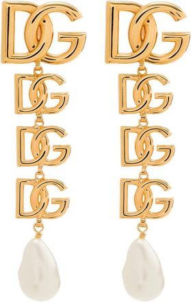Dolce & Gabbana DG Logo Pearl-embellished Earrings