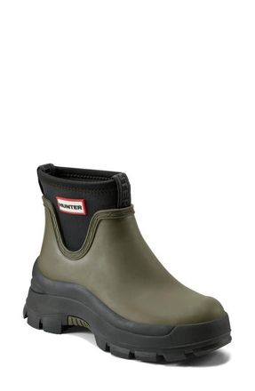 Hunter Eloise Waterproof Neoprene Boot in Ryegrass/Black/Black at Nordstrom, Size 6