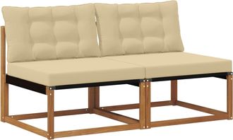 vidaXL 2 Uds. Sof&aacute; Intermedio De Exterior Madera De Acacia S&oacute;lida Vidaxl