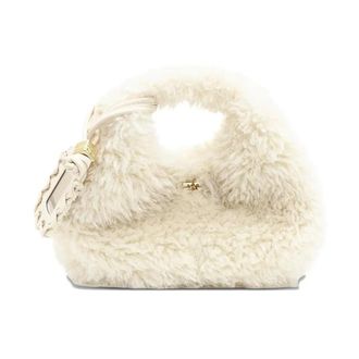 Ganni Mini Borsa Hobo in Pelliccia Sintetica - - Bags - Donna - Beige - ONE SIZE