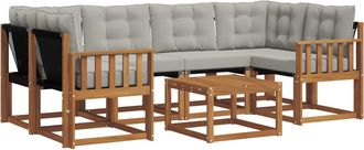 vidaXL Conjunto De Sof&aacute;s De Exterior 7 Uds. Gris Natural Y Claro Vidaxl