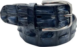 Paolo Vitale Krokodillen Riem - Heren - Riemen - Blauw - 100 CM - Leer - Accessoires