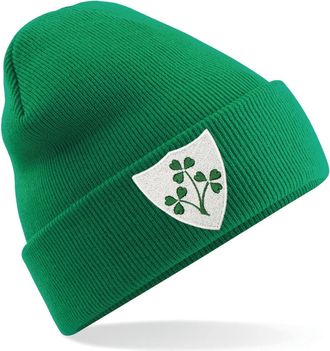 Generic Unisex Ireland Beanie Rugby Hat for Men and Women Black Running Sports Winter Cap Classic Embroidered Vintage Breathable Comfortable Fit (Kelly), One 