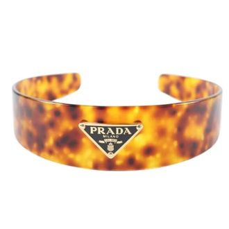 Prada Pre-owned Triangle Logo Haarband - Dames - Vintage Accessoires - Bruin - ONE Size - Vintage