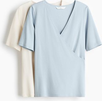H&M MAMA 2er-Pack Stillshirts - Blue