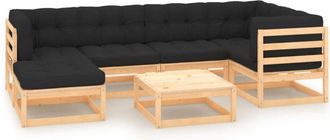 vidaXL Juego De Muebles De Jard&iacute;n 7 Pzas Y Cojines Madera Maciza Pino Vidaxl