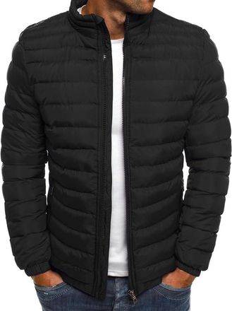 Generic Winter Jackets for Men Puffer Jacket Full Zip Hooded Fleece Coat Warm Quilted Jacket with Pocket Hoodie Black Padded Outwear Fashion Solid Color Fleec