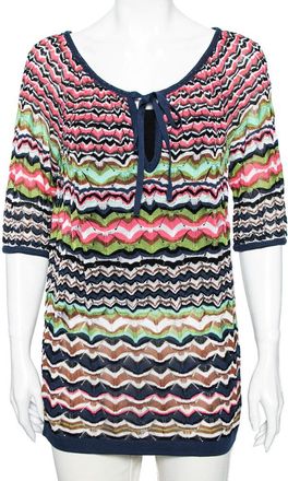 M Missoni Multicolor Perforated Knit Top