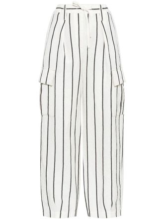 Brunello Cucinelli striped tapered trousers - women - Linen/Flax/Cotton - 44 - White