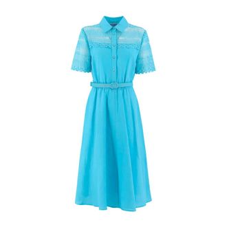 Ermanno Scervino Macram&eacute; Lace Shirt Dress - Dames - Shirt Kleedjes - Blauw - L - Kleedjes