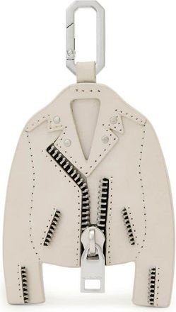 AllSaints Dalby Leather Jacket Keyring in Ivory White/Silver at Nordstrom