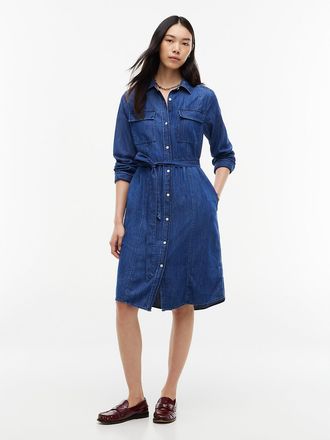 Tommy Hilfiger Womens Belted Denim Utility Shirtdress - Dark Wash - XXL