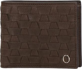 Orciani Bruine leren portemonnee met geweven motief - Heren - Portefeuilles - Bruin - ONE Size - Leer - Accessoires