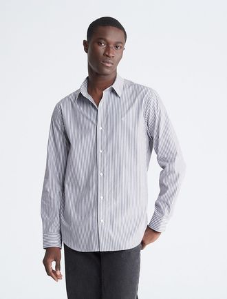 Calvin Klein Mens Contrast Stripe Classic Button-Down Shirt - Grey - XXL