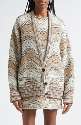 Missoni Metallic Zigzag Sequin Cardigan in Beige Multi at Nordstrom, Size Medium