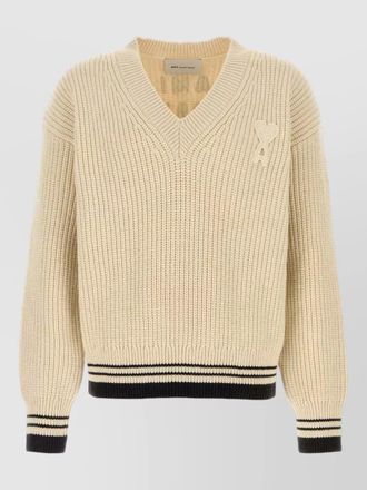 Ami wool blend sweater long sleeves ribbed hem