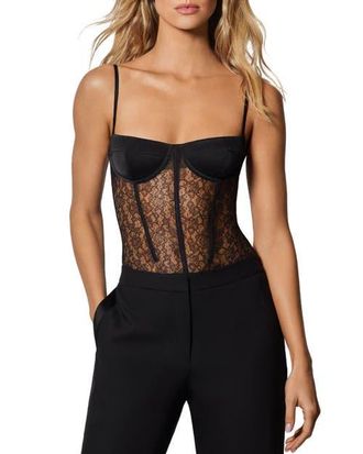 Kiki De Montparnasse Petite Fleur Bodysuit in Black at Nordstrom, Size X-Small