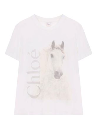 Chlo&eacute; White Graphic Crew Neck T-Shirt