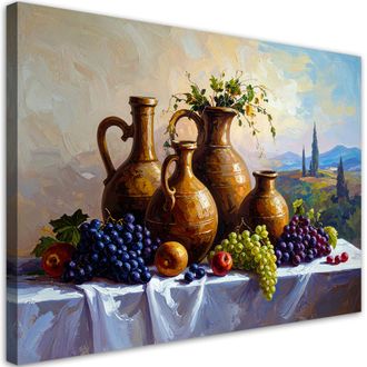 Feeby Impresi&oacute;n De Imagen, Uvas De La Toscana Jarras Naturaleza Muerta, 100x70