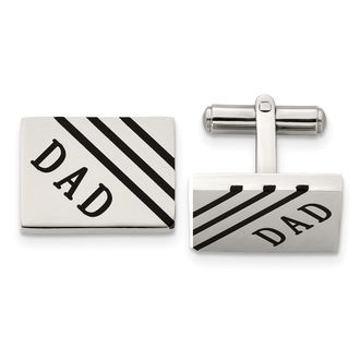 Diamond2Deal Stainless Steel Polished Enameled Dad Rectangle Cufflinks