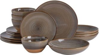 Gibson Home Dreamweaver 16-Piece Double Bowl Dinnerware Set, Service for 4 in Brown at Nordstrom