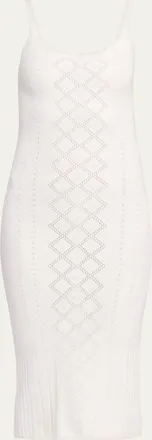 LoveShackFancy Opalina Pointelle-Knit Midi Dress