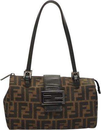 Fendi Vintage Bento Box Bag Zucca Canvas Brown Canvas Bag (Pre-Owned)