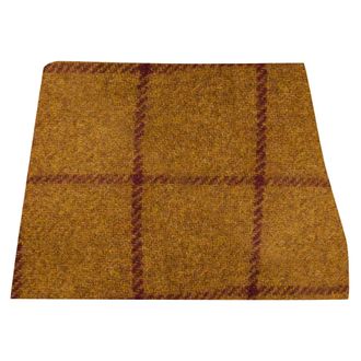 King & Priory Dark Mustard Check Pocket Square, Handkerchief, Tweed