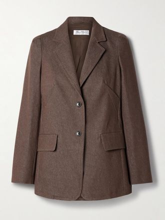 Max Mara Blazer In Twill Di Cotone - Marrone