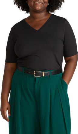 Universal Standard Stripe Cotton Jersey T-Shirt in Black at Nordstrom, Size Xs