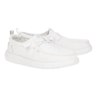 Hey Dude Womens Wendy Chambray Slip On Shoes In Bright White