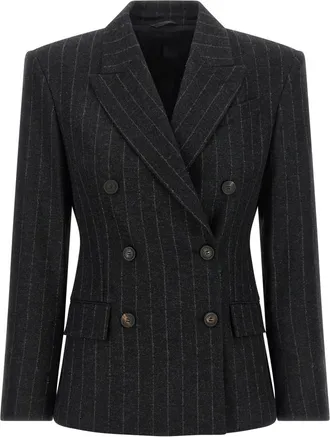 Brunello Cucinelli Black Stripes Peaked Lapel Blazer