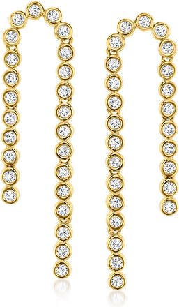 Ross-Simons Bezel-Set Diamond Beaded Drop Earrings in 18kt Gold Over Sterling