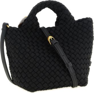 Naghedi Handwoven Neoprene Top Handle Bag - Black