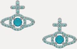 Vivienne Westwood Olympia Earrings Platinum-turquoise-dark-turquoise-cz Platinum-turquoise-dark-turquoise-cz Women