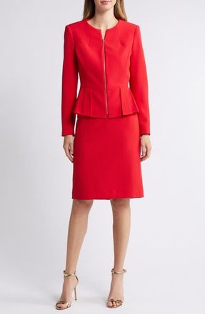 Tahari by ASL Two-Piece Jacket & Skirt Set in Red at Nordstrom, Size 14