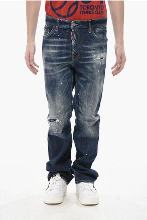 Dsquared2 Jeans ROADIE Effetto Vintage con Patch in Cavallino 19cm taglia 42