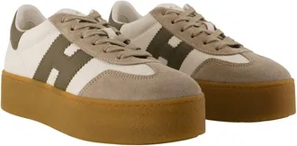 Hogan Womens H698 Allacciato H Sneakers - Hogan Leather White Goatskin Shoes