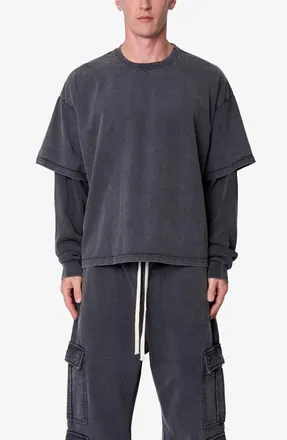mnml Layered Thermal Long Sleeve T-Shirt in Washed Black at Nordstrom, Size Xx-Large