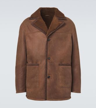 Etro Shearling-trimmed leather jacket