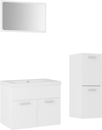 vidaXL Juego De Muebles De Ba&ntilde;o Madera De Ingenier&iacute;a Blanco Vidaxl