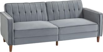 HOMCOM Convertible Sofa Futon Velvet-Touch Tufted Couch Sofa Bed Dark Grey | TJ Hughes