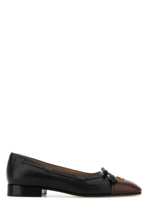 Valentino Garavani Black Leather Valet Du Roi Ballerinas