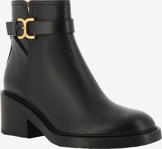 Chlo&eacute; Glattleder-Stiefeletten mit Blockabsatz Marcie 45