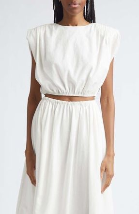 Toccin Sirelle Cap Sleeve Linen Blend Shirt in Coconut at Nordstrom, Size Xx-Small