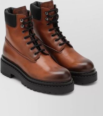 Prada leather lace-up ankle boots