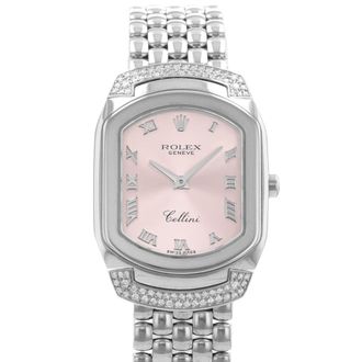 Rolex Pre-owned Rolex Cellini Quartz Diamond Pink Dial Ladies Watch 6692