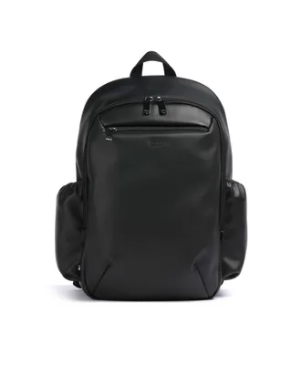 BOSS Black Leather Metal Lettering Zip Backpack